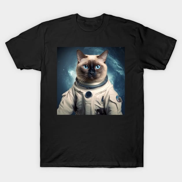 Astronaut Cat in Space - Tonkinese T-Shirt by Merchgard